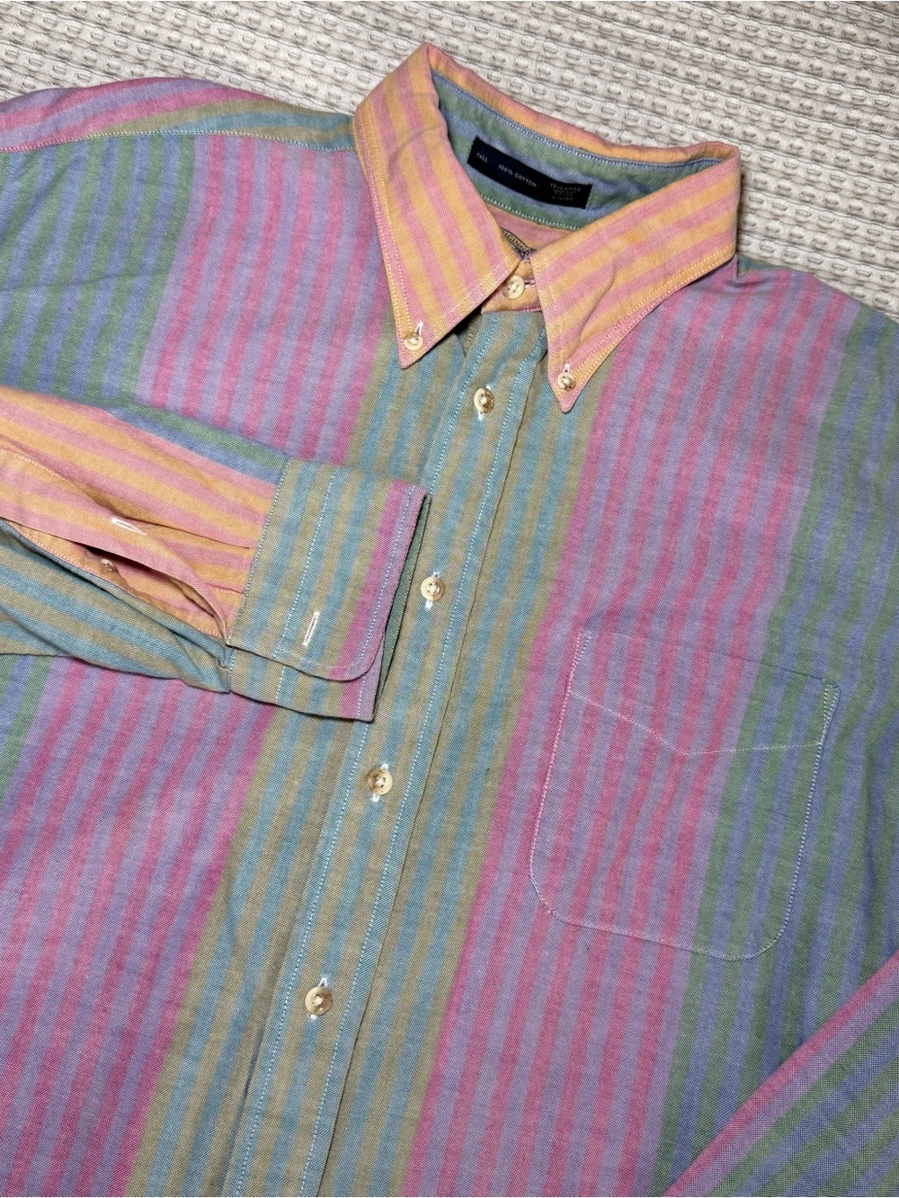 BD Baggies Button Down Shirt Men XL Tall Vertical Striped 90s Ivy Preppy Vintage